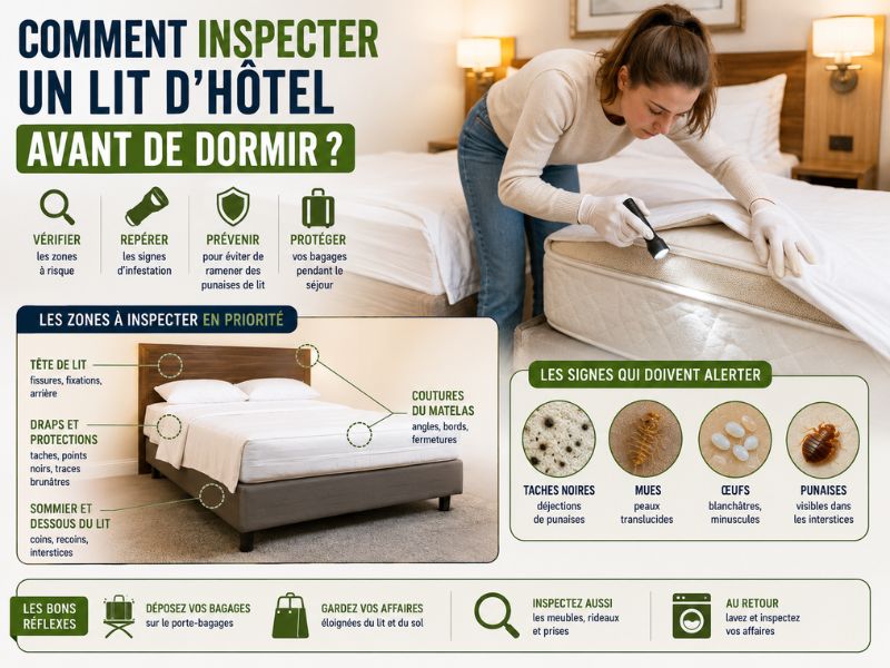 inspecter un lit d’hôtel pour les punaises de lit