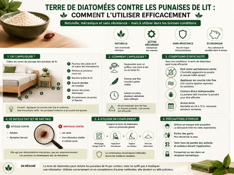 infographie terre de diatomées contre les punaises de lit