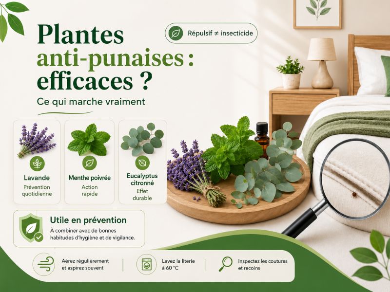 plantes répulsives contre les punaises de lit - lavande menthe eucalyptus